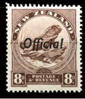 Изображение Новая Зеландия 1936-42 гг. SC# O68B • 8d. ящерица туатара • официальная почта • MLH OG XF ( кат.- $9 )