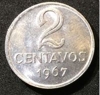 Picture of Бразилия 1967 г. KM# 576.1 • 2 сентаво • регулярный выпуск • MS BU