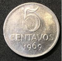 Picture of Бразилия 1969 г. KM# 577.2 • 5 сентаво • (облегченная) • AU+