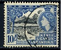 Изображение Кения, Уганда и Танганьика 1954-9 гг. Gb# 175 • 10 sh. Королевская резиденция "Сагана"(Кения) • Used XF ( кат.- £6 )