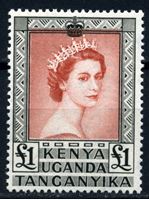 Изображение Кения, Уганда и Танганьика 1954-9 гг. Gb# 180 • 1 £. Елизавета II (концовка серии) • MLH OG XF ( кат.- £20 )