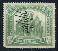 Изображение Малайя Федеративные штаты 1904-22 гг. Gb# 48a • 1$. слоны • Used F-VF ( кат.- £50 )