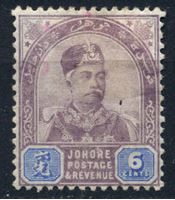 Изображение Малайя • Джохор 1891-94 гг. Gb# 26 • 6c. султан Абубакар • MLH OG VF- ( кат.- £9 )