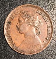 Изображение Великобритания 1885 г. • KM# 753 • фартинг • регулярный выпуск • XF-AU