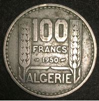 Изображение Алжир 1950 г. KM# 93 • 100 франков • регулярный выпуск • XF