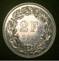 Picture of Швейцария 2015 г. • KM# 21a.3 • 2 франка • регулярный выпуск • BU