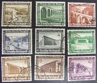 Изображение Германия 3-й рейх 1936 г. Mi# 634-642 • Новые здания и сооружения. Полн. серия • благотворительный выпуск • Used XF