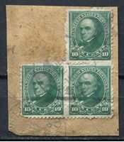 Picture of США 1895 г. SC# 273 • 10c. • президент Дэниель Уэбстер • Used VF • сцепка 3м. • вырезка ( кат.- $10 )