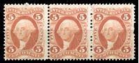 Picture of США 1862-73 гг. SC# R24 • 5c. • президент Вашингтон. для сертификатов • фискальный выпуск • Mint NG VF • сцепка 3м.