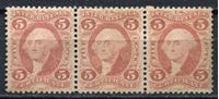 Picture of США 1862-73 гг. SC# R24 • 5c. • президент Вашингтон. для сертификатов • фискальный выпуск • Mint NG VF • сцепка 3м.