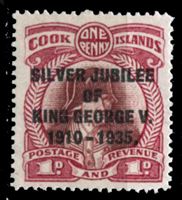 Изображение Кука о-ва 1935 г. Gb# 113 • 25 лет правления Георга V • 1 d. • надпечатка • MNH OG XF