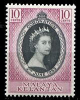 Изображение Малайя • Келантан 1953 г. Gb# 82 • Коронация Елизаветы II • 10 c. • MNH OG XF ( кат.- £1,5 )