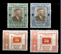 Изображение Цейлон 1949 г. Gb# 406-9 • 4 - 25c. • 1-я годовщина независимости • MNH OG XF • полн. серия