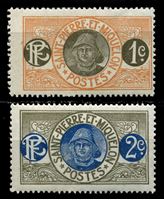 Изображение Сен-Пьер и Микелон 1909-7 гг. Iv# 78-9 • 1 и 2 c. • Моряк • MLH OG VF ( кат.- €0,6 )
