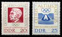 Изображение ГДР 1963 г. Mi# 939-40 • 20 и 25 pf. • Пьер де Кубертен (100 лет со дня рождения) • MLH OG XF • полн. серия ( кат.- €2,5 )