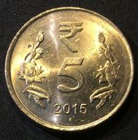 Изображение Индия 2015 г. • 5 рупий • новый символ рупии • регулярный выпуск • MS BU люкс!