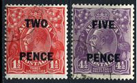 Изображение Австралия 1930 г. Gb# 119-20 • 2d. на 1 1/2d. и 5d. на 4 1/2d. • надпечатки нов. номиналов • Used(ФГ) XF • полн. серия ( кат.- £15 )