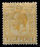 Изображение Багамы 1912-19 гг. Gb# 85 • 4d. • король Георг V • стандарт • MLH OG VF ( кат.- £6 )