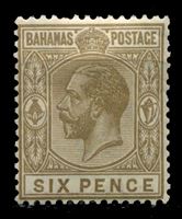 Изображение Багамы 1912-19 гг. Gb# 86 • 6d. • король Георг V • стандарт • MLH OG XF ( кат.- £3 )