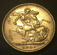 Bild von Австралия 1901 г. M • KM# 13 • соверен • (ЗОЛОТО 917 ПРОБЫ - 7.98 гр.) • королева Виктория • регулярный выпуск • AU+