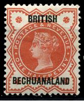 Изображение Бечуаналенд 1888 г. Gb# 9 • 1/2d. • надпечатка на марке Англии • MLH OG XF