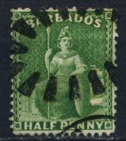 Изображение Барбадос 1875-1880 гг. Gb# 72 • 1/2d. • "Британия" • Used XF+