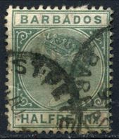 Изображение Барбадос 1882-1886 гг. Gb# 89 • 1/2d. • королева Виктория • Used VF