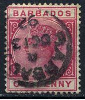 Изображение Барбадос 1882-1886 гг. Gb# 91 • 1d. • королева Виктория • Used F+
