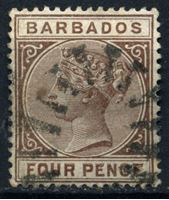 Изображение Барбадос 1882-1886 гг. Gb# 98 • 4d. • королева Виктория • Used XF ( кат.- £6 )