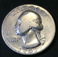 Изображение США 1941 г. S • KM# 164 • квотер(25 центов) • (серебро) • Джордж Вашингтон • регулярный выпуск • F