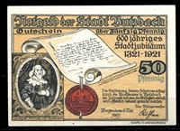 Bild von Германия • Буцбах 1921 г. • 50 пфеннигов • 600-летие города • локальный выпуск • UNC пресс
