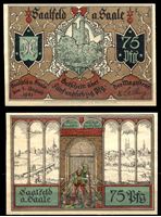 Bild von Германия • Заальфельд 1921 г. • 75 пфеннигов • замок и виды на город • локальный выпуск • UNC пресс
