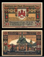 Bild von Германия • Вернигероде 1920 г. • 50 пфеннигов • Центральная площадь • локальный выпуск • UNC пресс