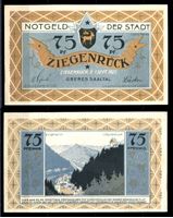 Picture of Германия • Зигенрук 1921 г. • 75 пфеннигов • вид на город с горы • локальный выпуск • UNC пресс