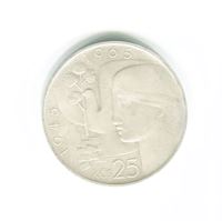 Изображение Чехословакия 1965 г. KM# 59 • 25 крон • памятный выпуск • UNC+