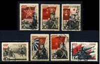 Изображение СССР 1938 г. Сол# 588-94 • 20-летие РККА и ВМФ • (толстая бум.) • Used XF • полн. серия