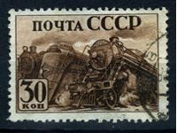 Изображение СССР 1941 г. Сол# 783 • Индустриализация страны • 30 коп. • Паровозы • Used VF