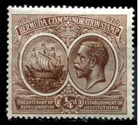 Изображение Бермуды 1920-1921 гг. Gb# 59 • 1/4d. • 300-летие Губернаторства • MLH OG XF ( кат.- £4 )