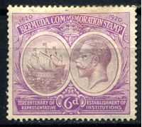 Изображение Бермуды 1920-1921 гг. Gb# 67 • 6d. • 300-летие Губернаторства • MLH OG F ( кат.- £30 )