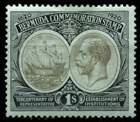 Изображение Бермуды 1920-1921 гг. Gb# 64 • 1sh. • 300-летие Губернаторства • MLH OG VF ( кат.- £16 )
