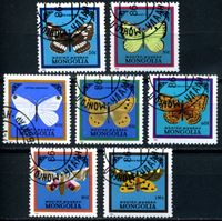 Изображение Монголия 1986 г. SC# 1521-7 • бабочки • Used(ФГ) XF • полн. серия