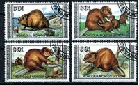 Изображение Монголия 1989 г. SC# 1758-61 • бобры • Used(ФГ) XF • полн. серия