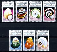 Изображение Камбоджа 1988 г. SC# 884-90 • раковины • Used(ФГ) XF • полн. серия+блок