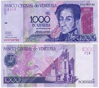 Изображение Венесуэла 1998 г. P# 79 • 1000 боливаров • UNC-UNC пресс