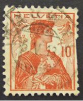 Изображение Швейцария 1909 г. Mi# 114 • 10 с. • Аллегория "Швейцария" • Used Fair