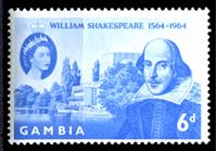 Изображение Гамбия 1964 г. Gb# 210 • 400 лет со дня рождения Шекспира • 6d. • MNH OG XF
