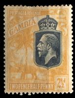 Изображение Гамбия 1922-9 гг. Gb# 127 • 2 1/2d. • Георг V основной выпуск • слон под пальмой • MH OG VF