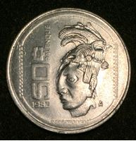 Изображение Мексика 1983 г. KM# 492 • 50 сентаво • голова индейца • регулярный выпуск • MS BU