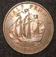 Image de Великобритания 1941 г. • KM# 844 • пол пенни • Георг VI • регулярный выпуск • MS BU