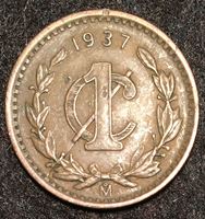 Изображение Мексика 1937 г. M KM# 415 • 1 сентаво • регулярный выпуск • XF ( кат.- $5,00 )